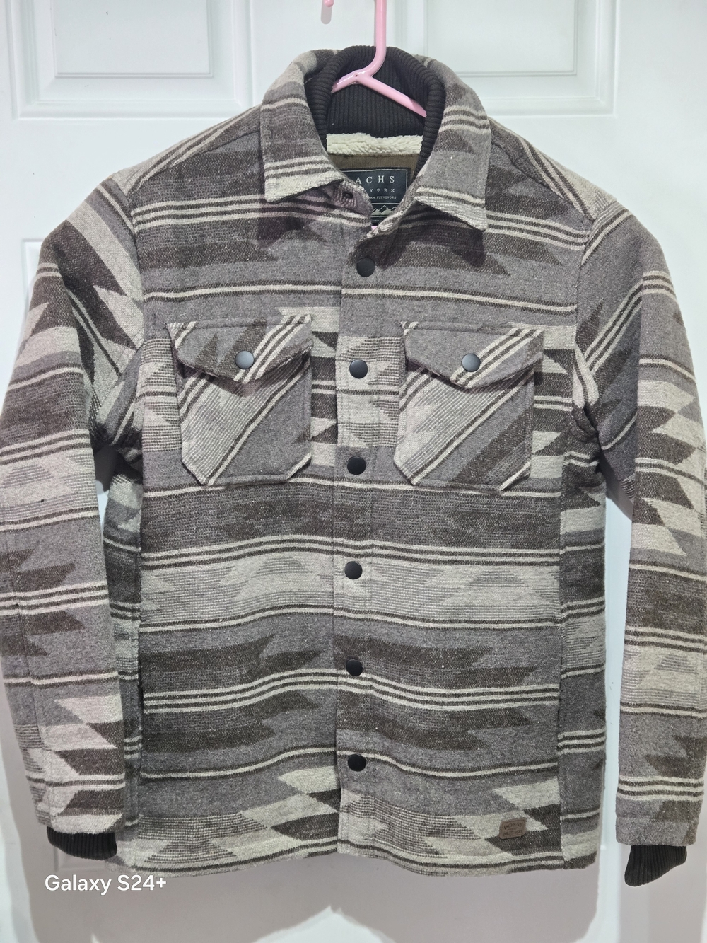 Vintage Jachs Mens Small Wool Blend Shirt Jacket Indian Blanket Western Brown